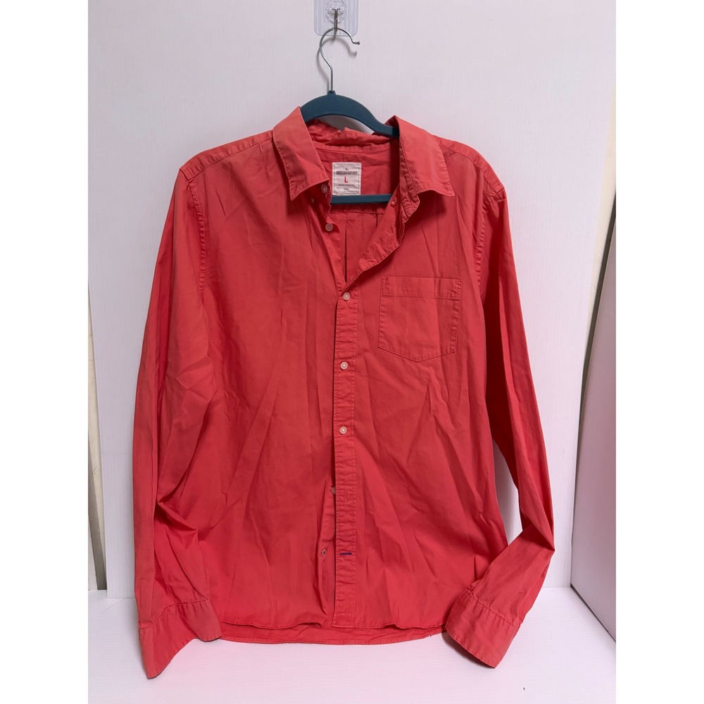 Gap The Modern Oxford Mens Large Coral Orange Long Sleeve Button Down Shirt